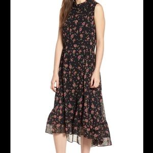 Xhilaration Floral Hi-Low Black And Orange Dress